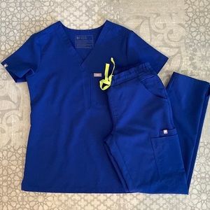 FIGS scrubs set in Electric Blue